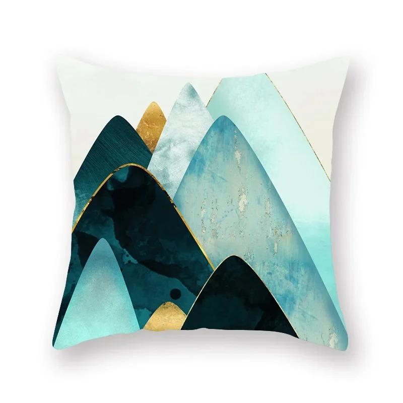 Geometric Mountains Sun Moon Creative Pillowcase Decorative Pillow Home Decor Golden Mountains Cushion Cover