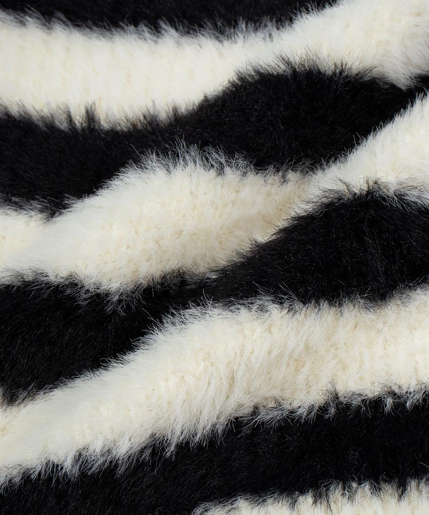 FALLETT Hairy Knit Striped Balaclava Black