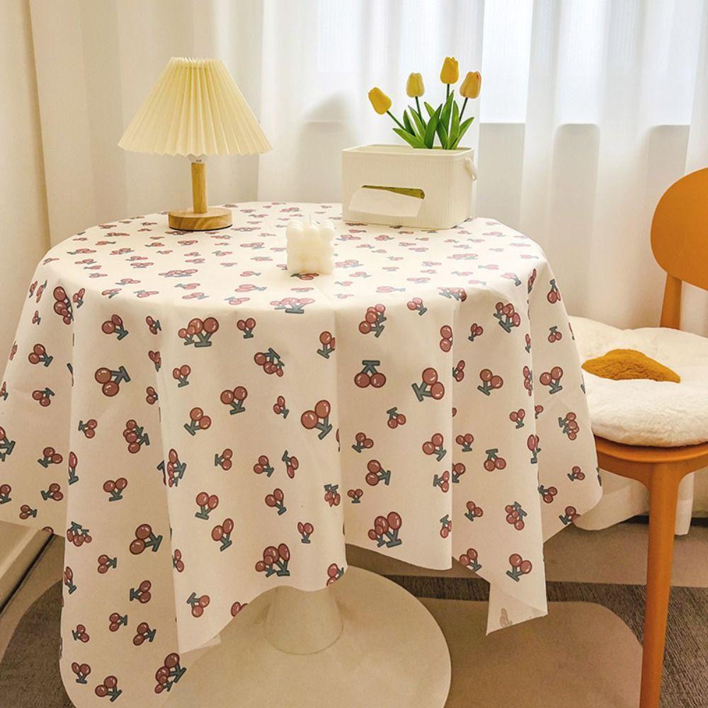

Fruit Pattern Coffee Table Cloth Cherry Table Cover Pastoral Style Tablecloth Home Decoration 90x150cm-D