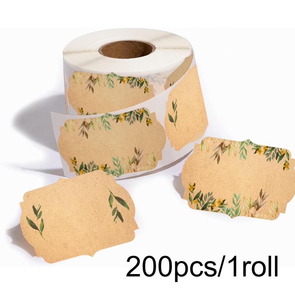 

200/400pcs Roll of Kraft Paper Label Stickers Designed for Jars And Lids,Featuring Floral Designs,Pantry labels,Canning Supplies