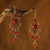 Bohemian Drop Dangle Heart Earrings For Women Vintage Rhinestone Acrylic Gold Color Ethnic Boho Jewelry Earings Pendientes Mujer