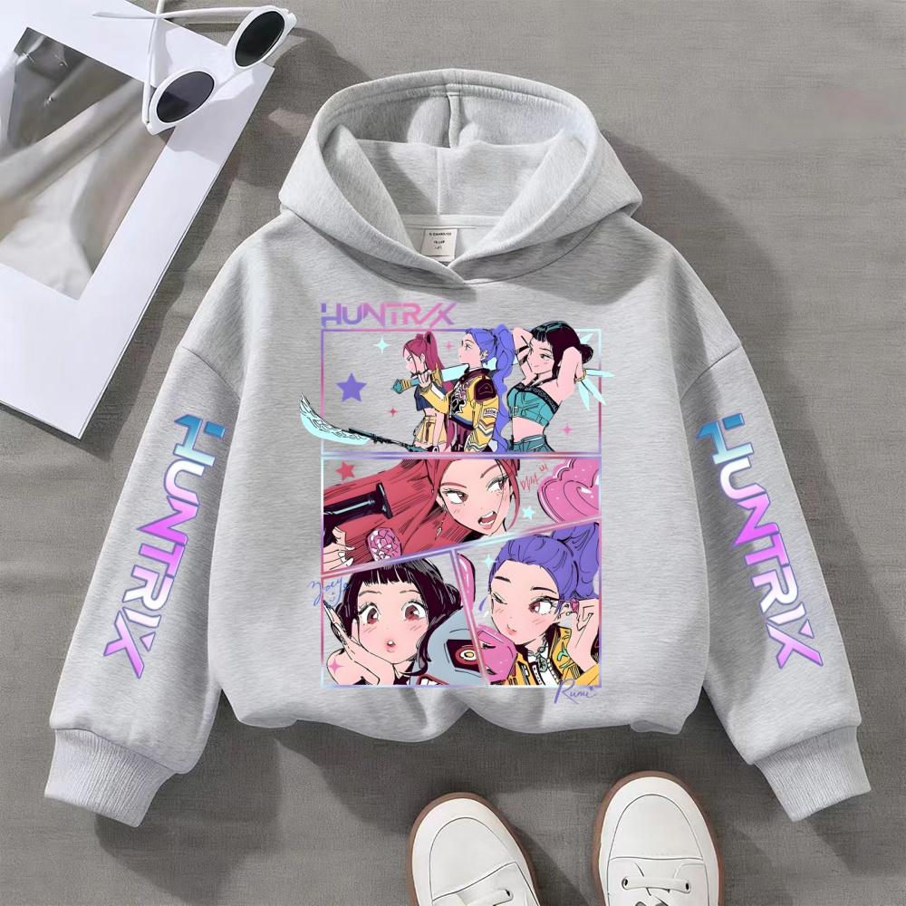 Kpop Demon Hunter Anime Hoodie Girls' Clothing Saja Cosplay Cartoon Pattern Sweatshirt Y2K Casual Everyday Pullover Hoodie