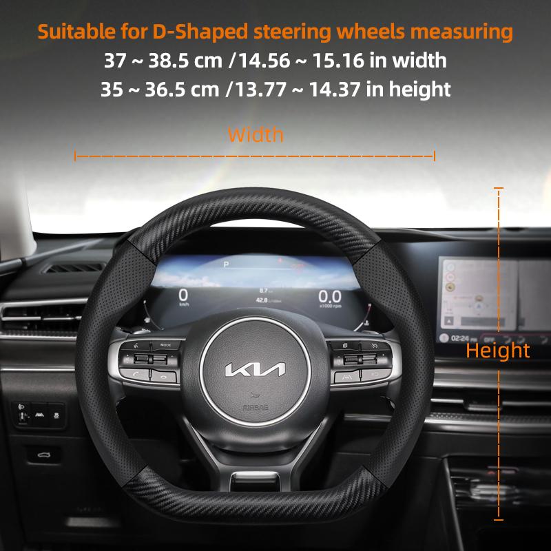 BTNPY1 Suitable for Kia Breathable Leather Matte Carbon Fiber Texture Steering Wheel Cover Suitable for Ceed Jd Picanto Sportage 3 2019 Ev3 Rio 4
