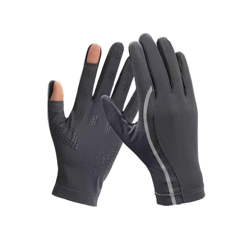 Men's Summer Ice Silk Sun Protection Gloves: Thin, Sweat-Absorbent, Breathable, UV Protection, Patchwork, Touchscreen, Outdoor Cycling Gloves