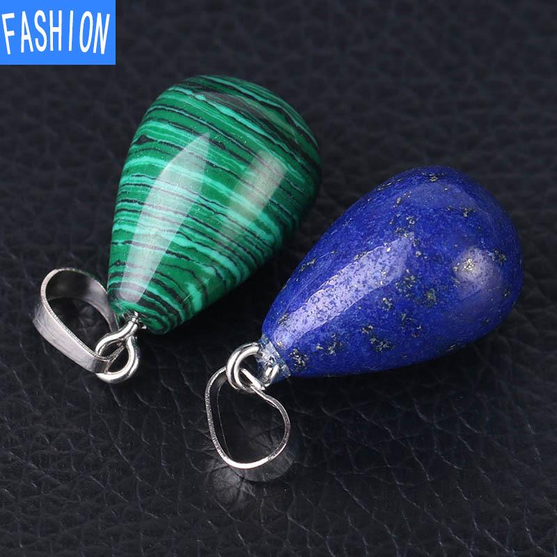 Natural Crystal Women's Pendant Teardrop Half GEM PENDANT Tiger Eye Agate Lapis Lazuli Pear Necklace Pendant