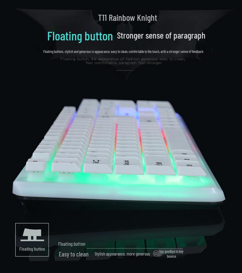 Li-Mage GTX300 White RGB Backlit USB Gaming Keyboard and Mouse Set