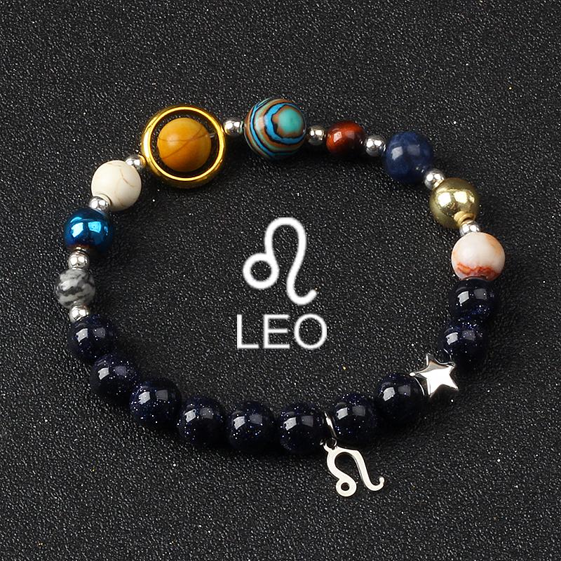 Solar System Galaxy Planets Bracelets for Women Women Zodiac Virgo Cancer Leo Libra 12 Constellation Charm Bracelet Jewelry Gift