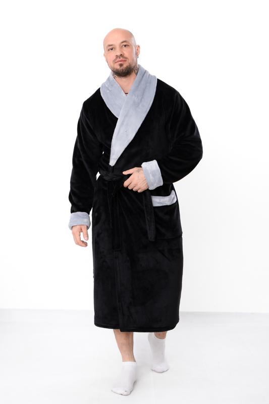 

Bathrobe (men) – Terry Fabric, Pocket & Waist Belt, Comfort, Winter 8619-034 HC L чорний
