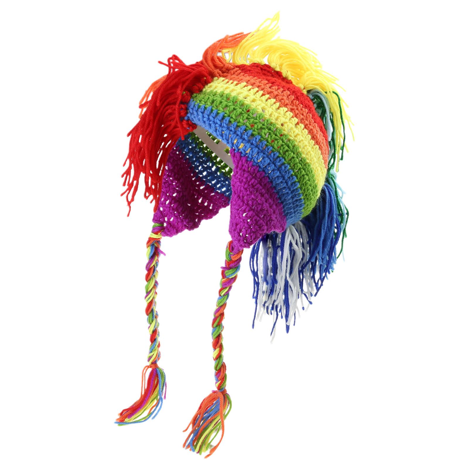 Novelty Hat Halloween Funny Hat Rainbow {} Roman Knight Hat Earflap Knit Beanie Rainbow Striped Beanie 1