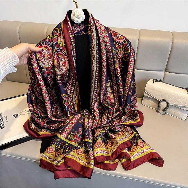 180*80cm Great Hijab Wheal Satin Sort Spring Spring New Shallow Women's Hand Foulard Pashmina Travel Scarf  New