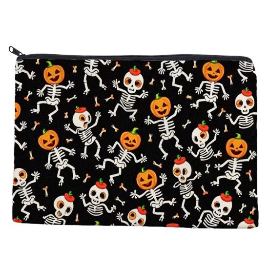 Halloween Themed Pencil Case Storage Bag Large Capacity Cosmetic with Pumpkin Smooth Zipper