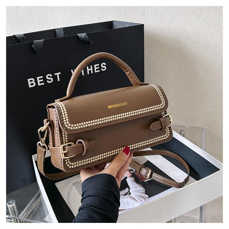 

Bag European and American small square bag women s bag retro simple embroidery thread portable 2025 shoulder messenger bag handmade bag material bag Material package темно-коричневого кольору