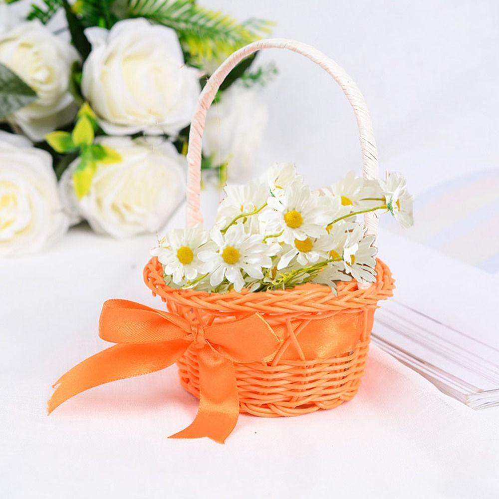 Hand-held Small Flower Storage Basket Rattan Woven Wicker Flower Basket For Plant Home Wedding