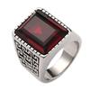 Men's Red Blue CZ Stone Gem Ring Vintage Stainless Steel Ring Men Wedding Bands Ring for Male Jewelry Anel