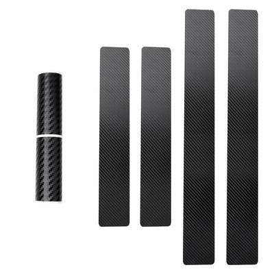 4Pc Black Car Door Stickers Carbon Fiber Plate Car Sticker Sill Scuff Cover Anti Scratch Decal Universal For All