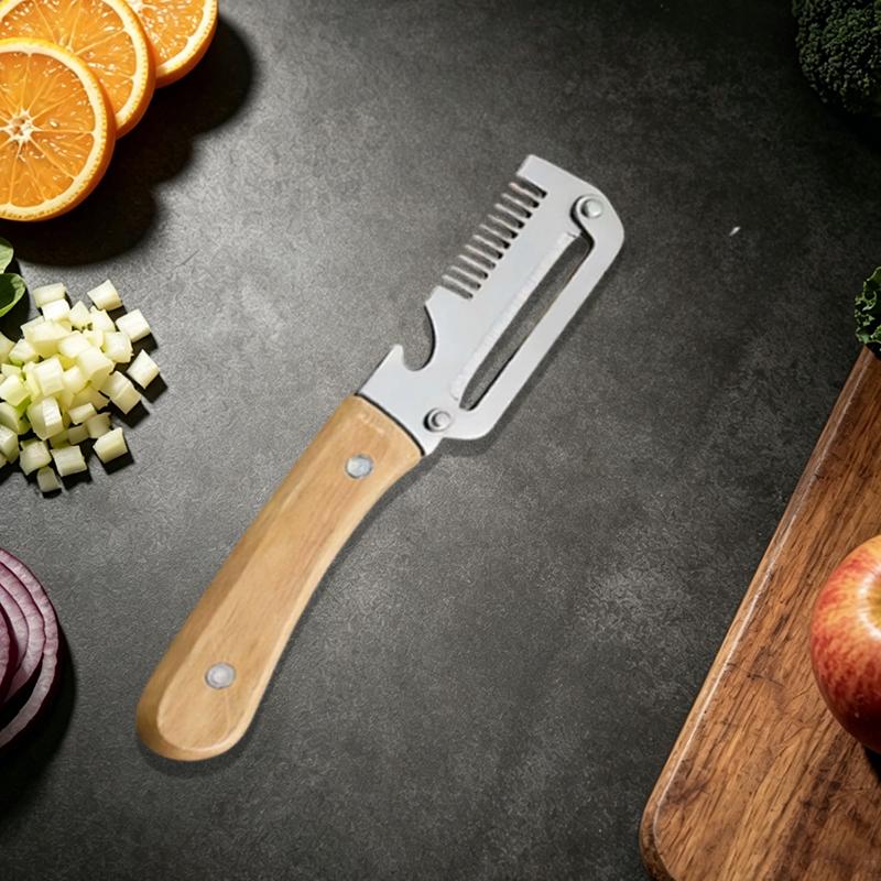 Household Kitchen Peeler Stainless Steel Vegetable Peeler Wooden Handle Peeling and Slicing Fruits and Vegetables Kitchen Tool