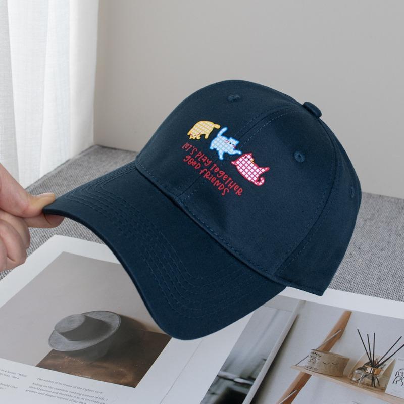 Cute Cartoon Cat Baseball Cap Women's Wide Brimmed Fashion Sun Shading Duckbill Capall Season Casual Hats