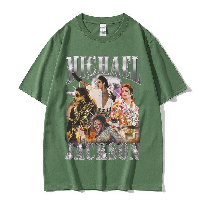 Vintage Michael Jackson Print Cotton Tee 2026 Summer Unisex HipHop Sport Comfort Breathable Plus Size Casual TShirt Y2k