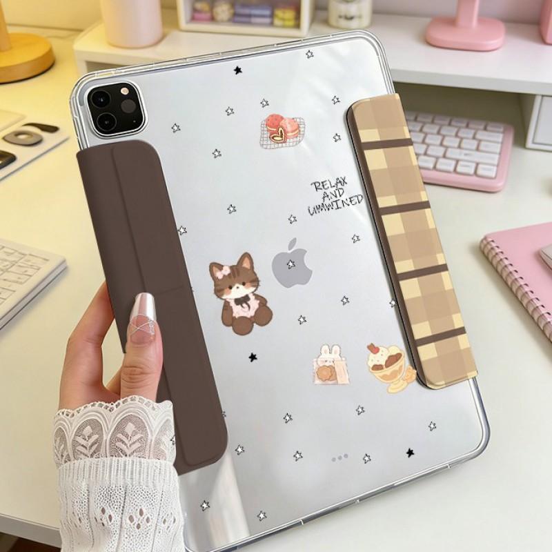 Magnetic Detachable Multi-Fold Case IPad 10.2 Air 10.9 Pro 11 With Auto Sleep Acrylic PU Leather Cartoon Style