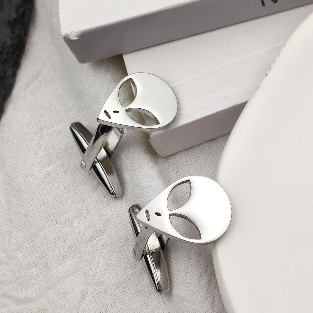 

Cufflinks for Mens Alien Cuff Links Men s Shirt Cuff Buttons Stainless Steel Jewelry Accessories Christmas Present Wholesale