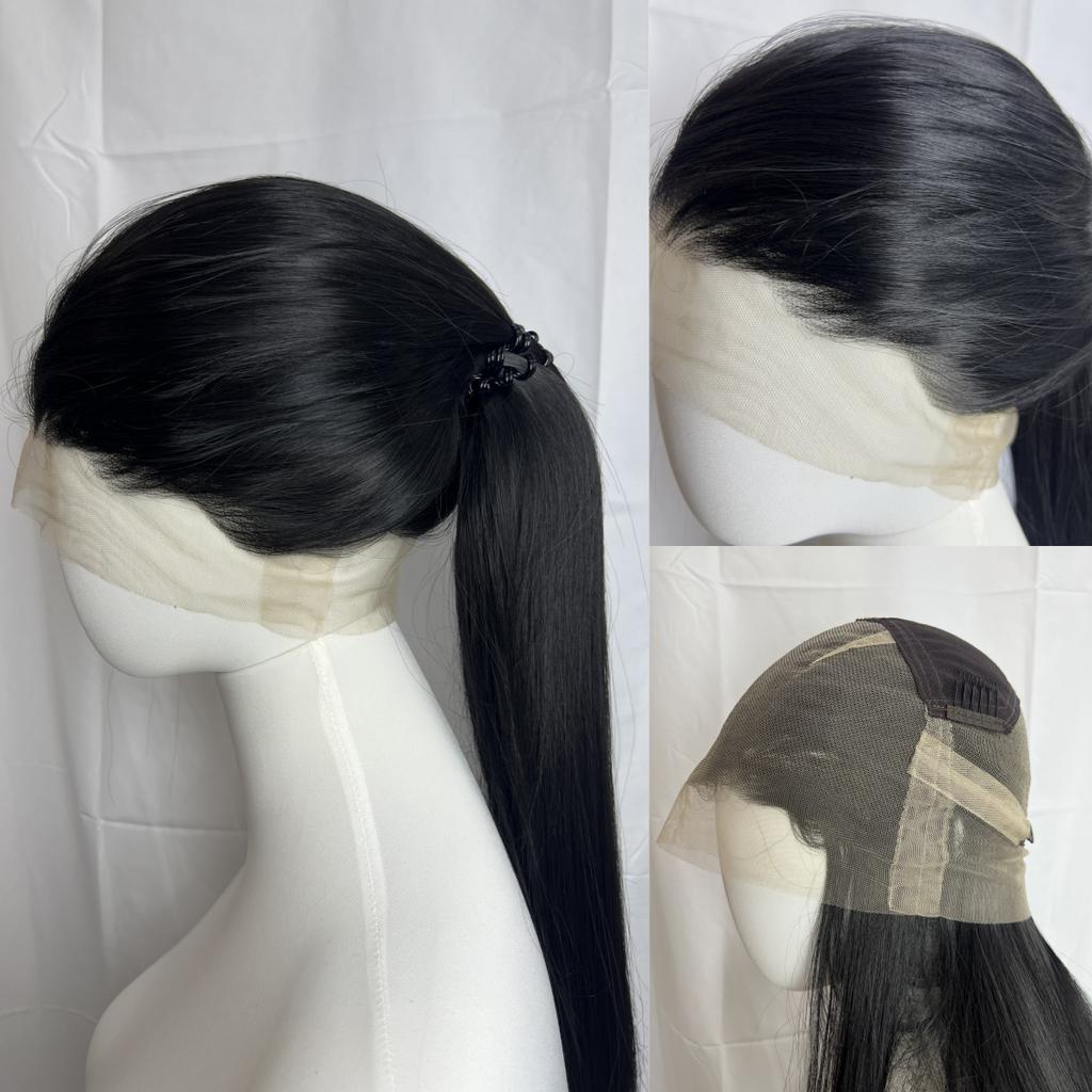 Perucă Ashely Full Lace Blonda 13x4 Lace Front Wigs Lung Drept Aspect Natural Perucă Sintetică Lace Frontal pentru Utilizare Zilnică Cosplay