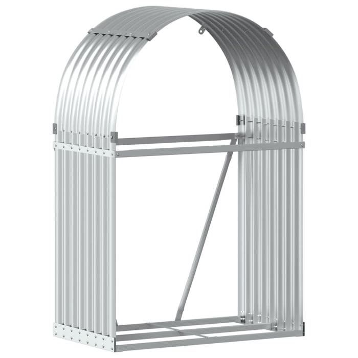 VidaXL Porte-bûches, Support à Bois de Chauffage avec Rangement, Étagère à Bois de Chauffage Extérieur, Argenté 80x45x120 cm 364589