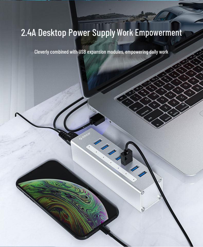 ORICO A3H High-Speed USB 3.0 Four-Port Expansion Hub with Power Supply