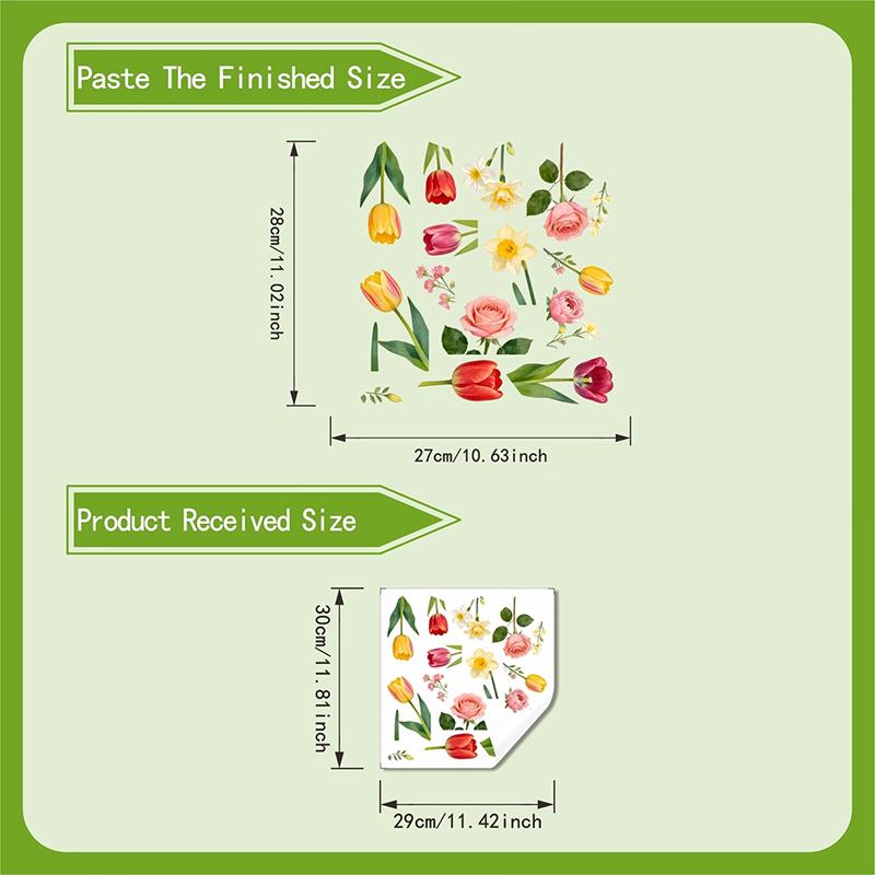 Spring Green Leaf And Floral Wall Stickers Glass Sticker For Shower Doors, Mirrors, Bathroom Glass Self-Adhesive Removable