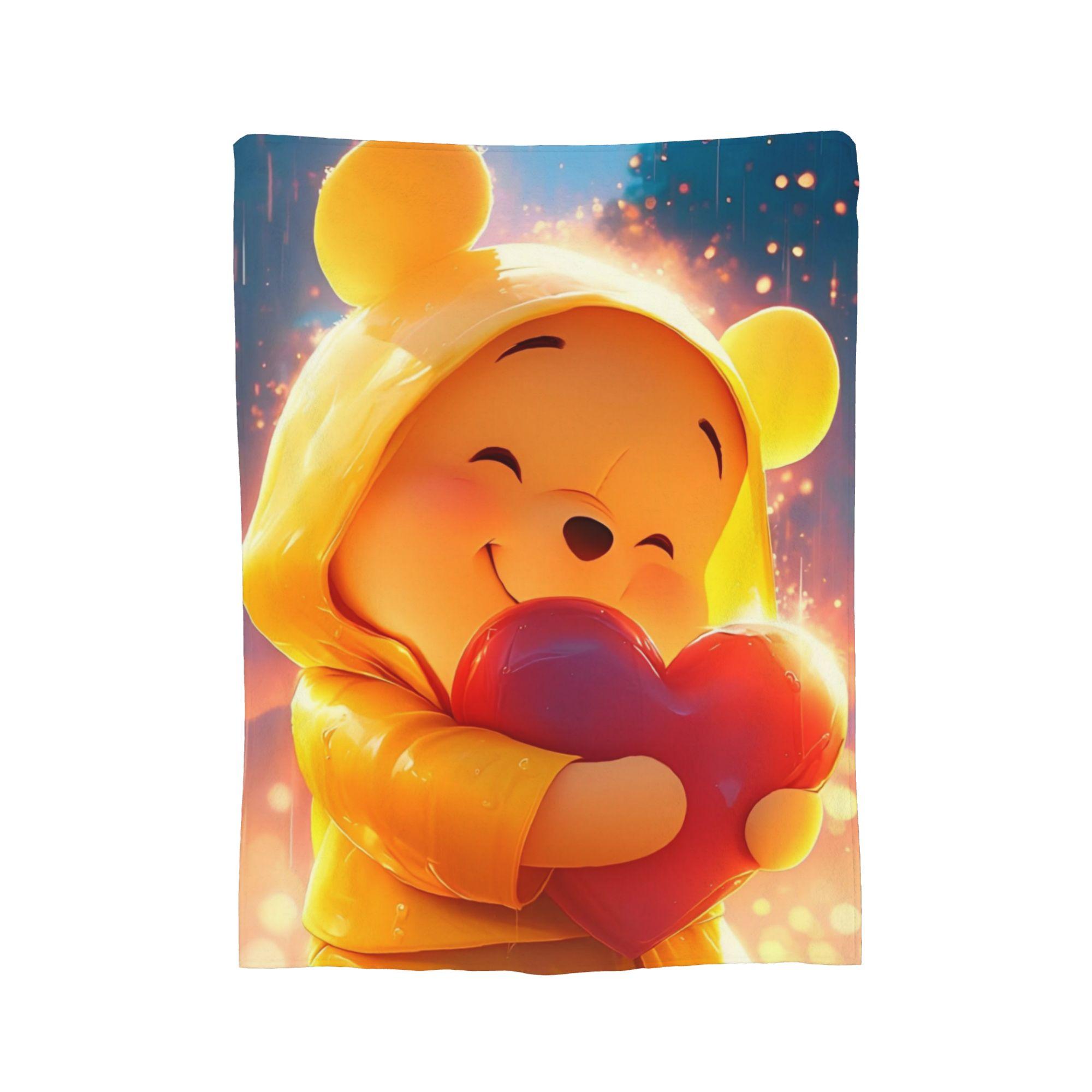 

Winnie the Pooh Pattern Knitted Blankets Fleece Tigger Piglet Lightweight Thin Throw Blanket for Outdoor Travel Bed Rug 75cmx90cm
