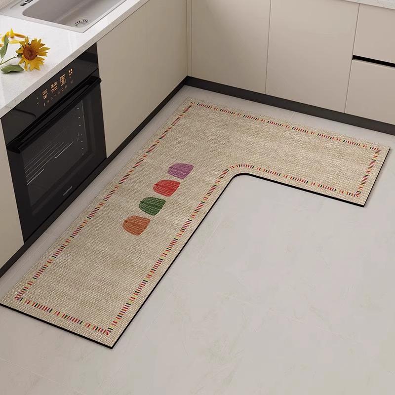 G5U2025 Anti-slip L-shaped Kitchen Mat - Absorbent, Diatomaceous Earth, No-wash, Wipe Clean, Anti-fall.