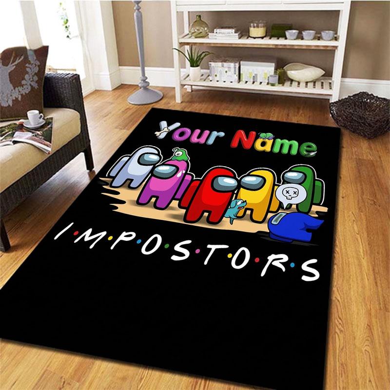 Among Us Custom Name Carpet Rug for Living Room Bedroom Home Sofa Decoration,Kids play Non-slip Floor Mat