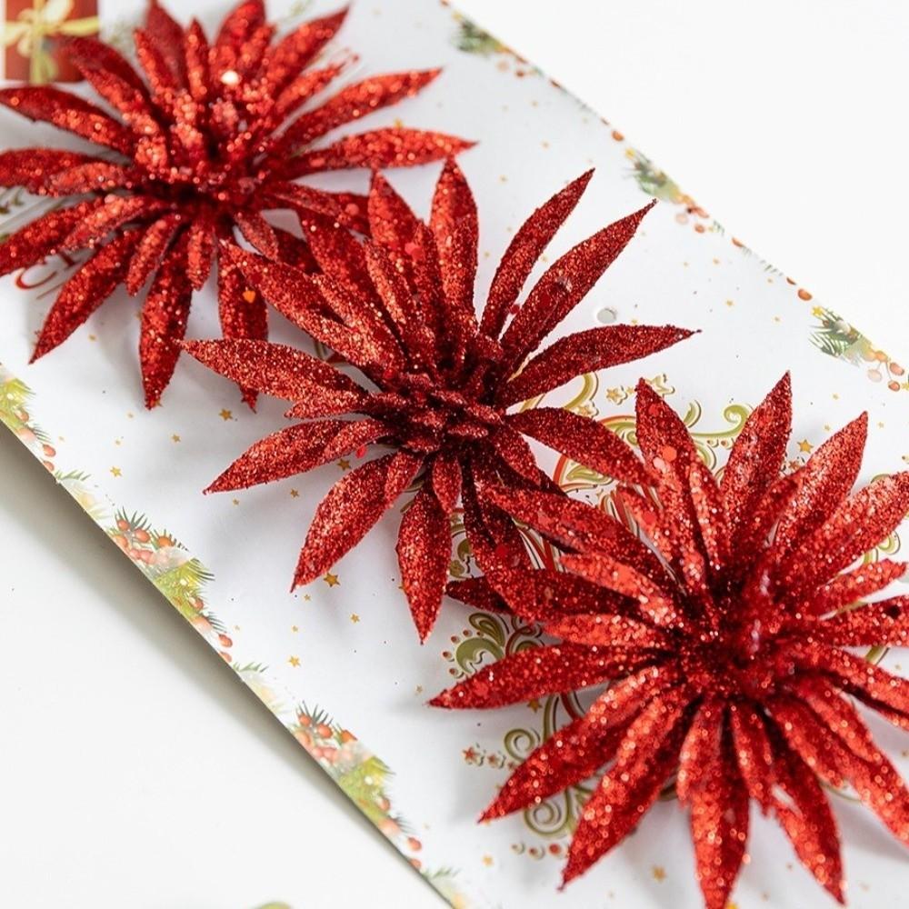 Glitter Artificial Christmas Flower DIY Xmas Decorative Flowers  HolidaySupplies