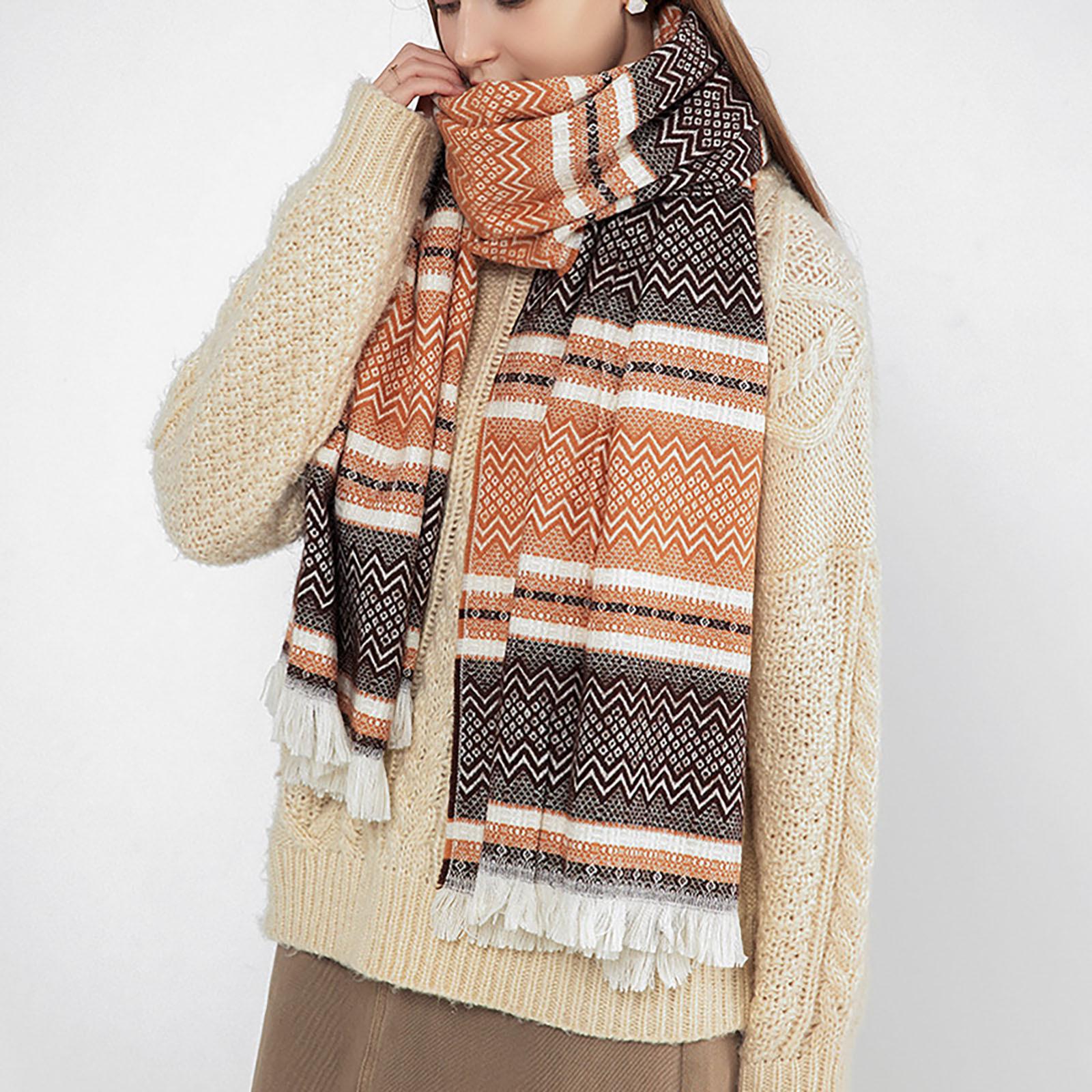 

Модные женские теплые шарфы Длинные цветные теплые шарфы с кисточками Шарфы с принтом