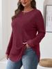 2024 Autumn Women's Loose Round Neck High-Low Hem Top