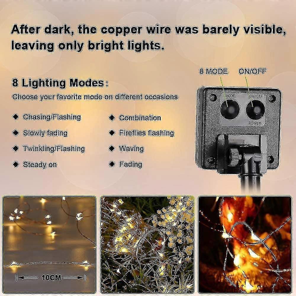 Solar Lichterkette Aussen, 22m 200 Led Auen Lichterkette Wasserdicht Kupferdraht Solarlichterkette 8 Modi Deko Fr Weihnachten Garten, Balkon, Terrass