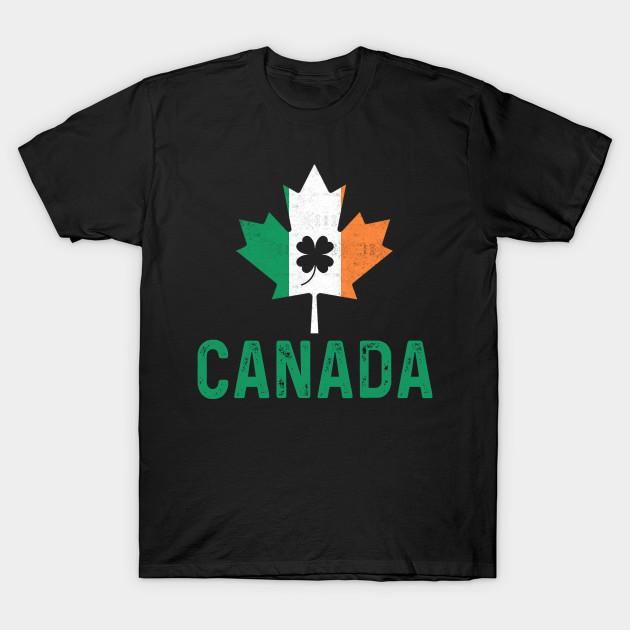 Men Black Print T-shirt Irish Canadian Shamrock Canadian Flag St. Patrick S Day T-Shirt Canadian Maple Leaf Canada Pride No-Cut Transfer Paper Pri S чёрный