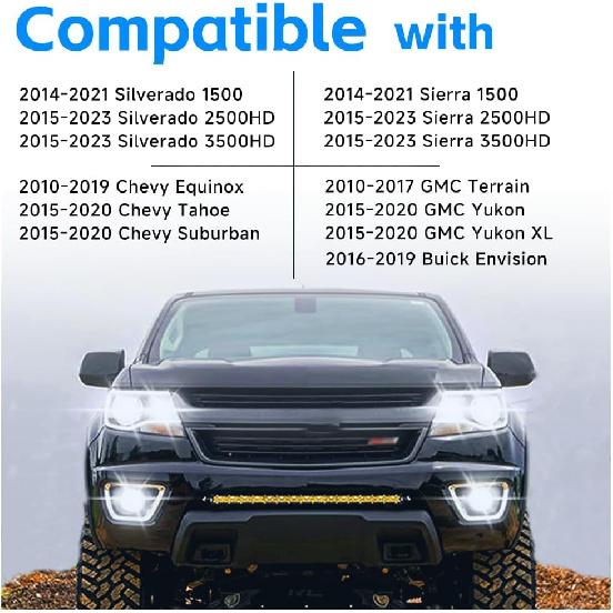 All Lights Mod 6 High Mod for Chevy Silverado 1500 Tahoe Equinox Suburban, GMC Yukon Terrain Sierra 1500, Buick Envision Fog/Low Beams on When High