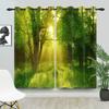 2pcs/set Blackout Curtains Sunny Forest Natural Green Space Landscape Polyester Window Bedroom Kitchen Home Interior Curtains