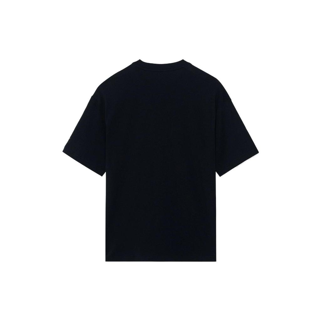 Li-Ning Strawberry Bear Letter Print Round Neck Short Sleeve T-Shirt Unisex Tops Black AHSS955-5