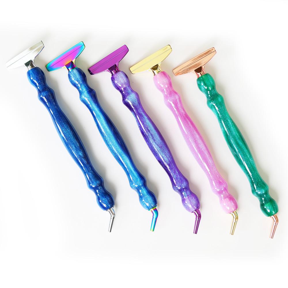 5D Diamond Painting Tool Crystal Point Drills Pen with Purple Metal Point Drill Heads Multi Placer Pen Tip and Clay Accessories