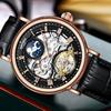 Szkieletowy Tourbillon Faza Księżyca Tarcza Design Męskie Zegarki Najlepsza Marka Luksusowy Wodoodporny Codzienny Automatyczny Mechaniczny Zegarek Mężczyźni