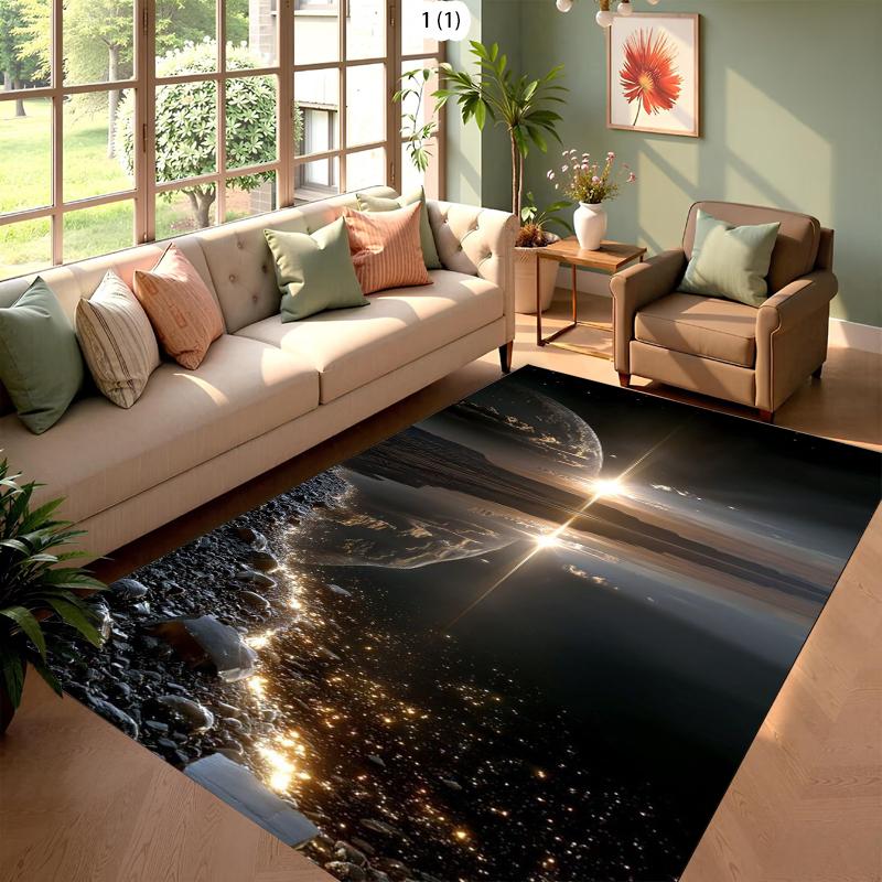 

Galaxy Starry Universe Area Rug Soft Carpet Living Room Decor Blue Gold Nebula Print Floor Mat Non Slip Bedroom Home Decor 40x60cm