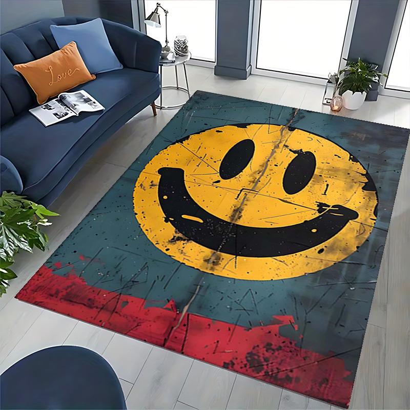 1pc Smiley Face Chair Mat - Anime Cartoon Design, Anti-Slip Office Rug for Home Decor, Seasonal Gift, Suitable for Office, Living Room, Bedroom, Game