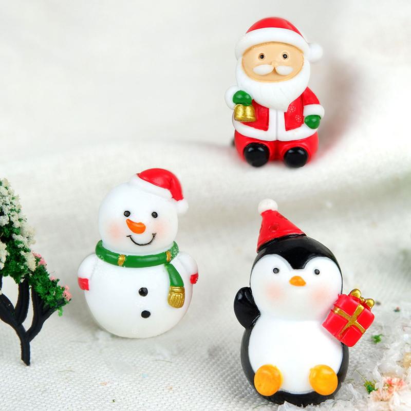 Cartoon Christmas Tree Snowman Santa Claus Micro Landscape Resin Decoration Ornaments Dollhouse Cute Gardening Accessories