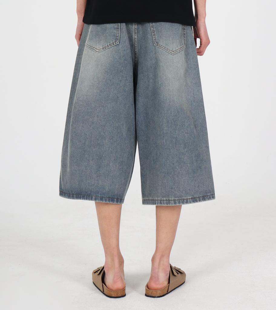 Beoteunseoul Catbrush Vintage Bermuda Denim Pants (Mud Blue)