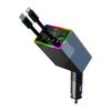 4-in-1 Retractable Fast Charging USB Car Phone Charger with Colorful Light Car Cigarette Lighter Adapter Digital Voltage Display