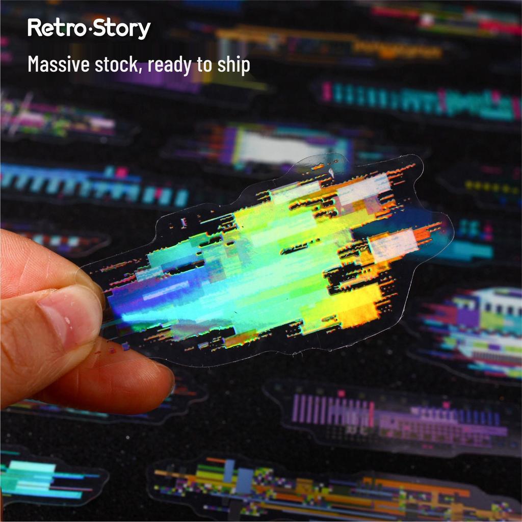 RetroStory Cyberpunk Laser Journal Stickers - Noise Space Series (20 Sheets)
