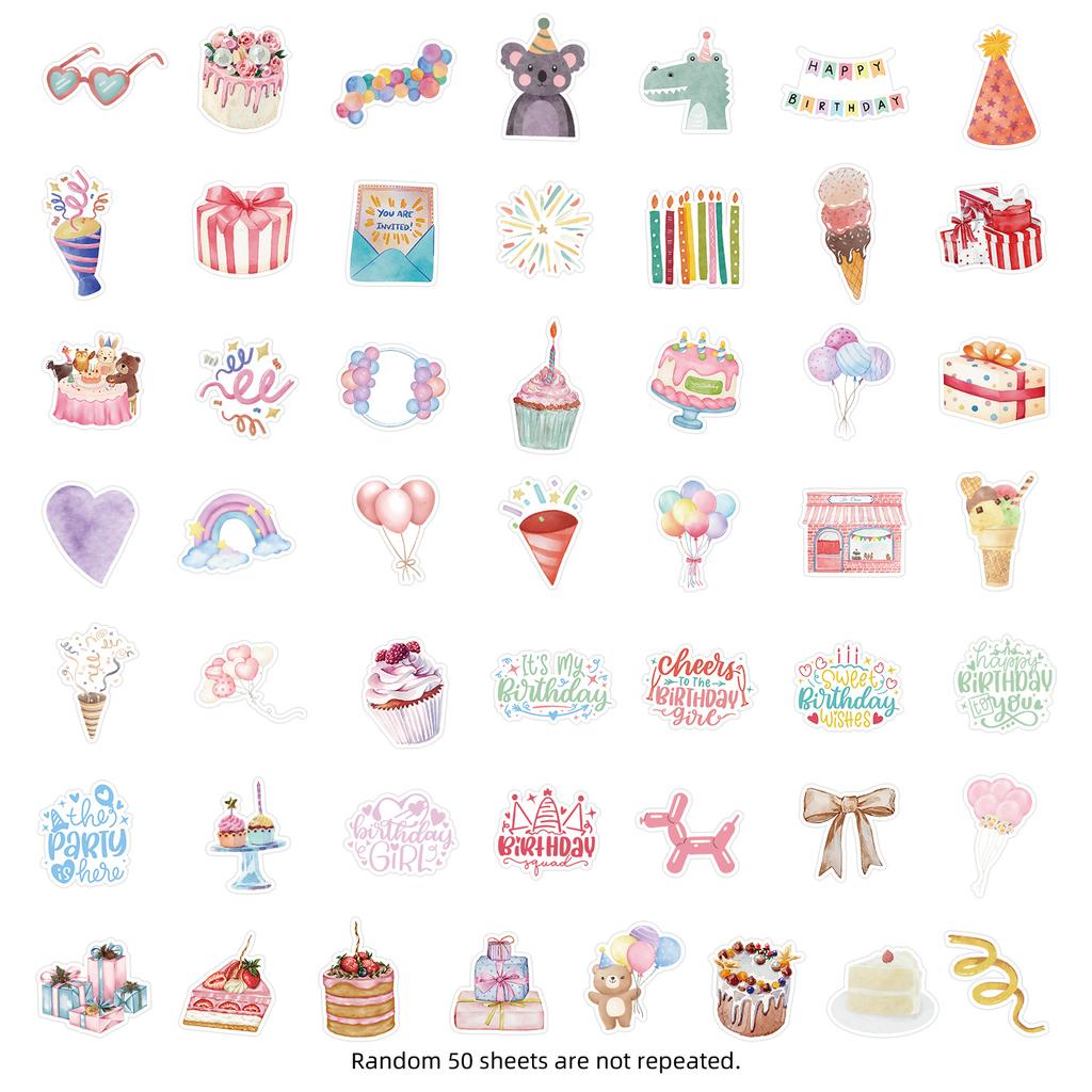 50Pcs Cute Style Birthday Coming Soon Graffiti Water Cup Suitcase Decoration Children’S Stickers