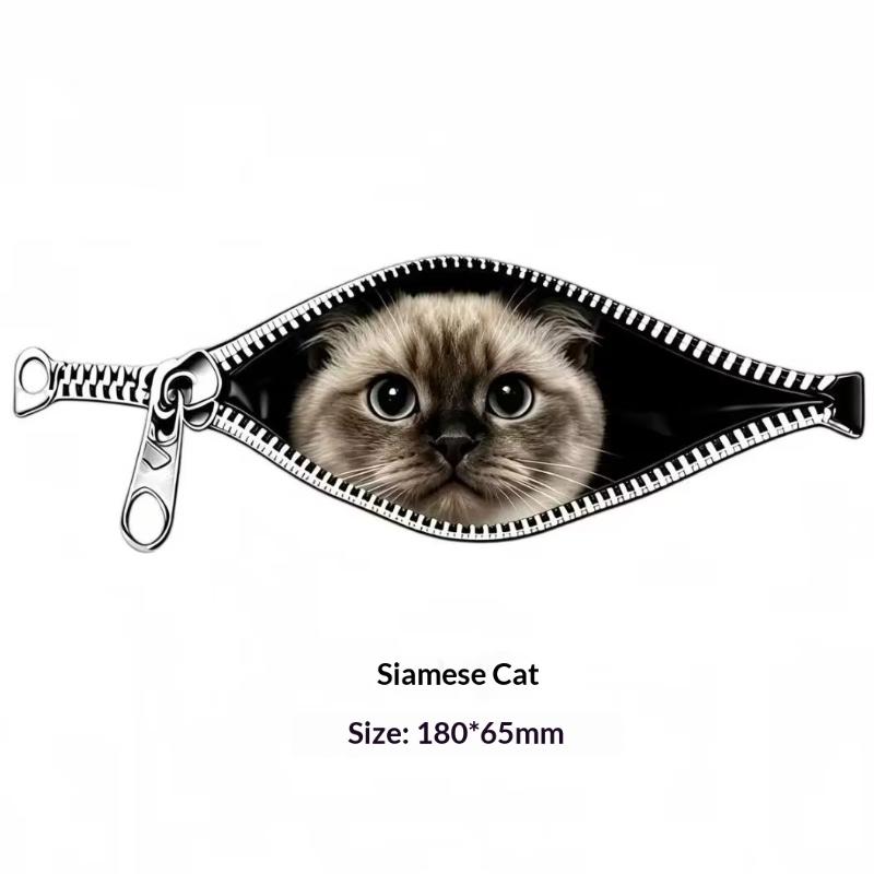 Cat Car Sticker Zipper Cat Puppet Teddy Border Collie Puppy Cute Creative Personality Pet Car Decorative Sticker 1Pc