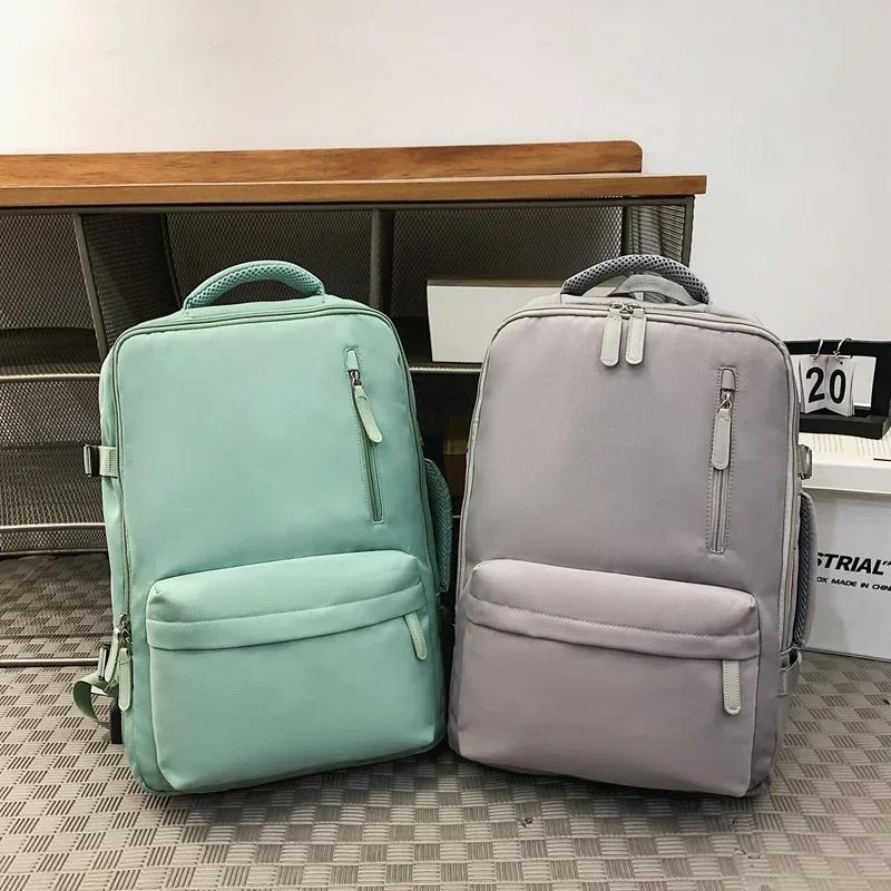 Solid Expand The Capacity Of The Backpack 2024 High Quality Couple Of School Bag Lady Business Travel Computer Backpack